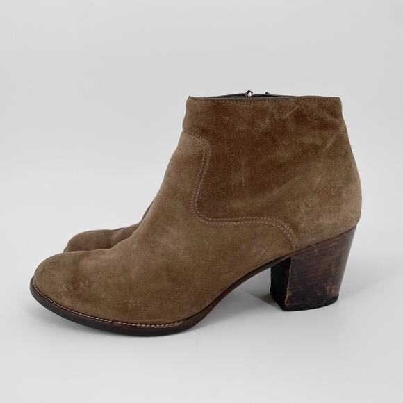 Women’s Paul Brown Suede Ankle Boots Size 7 Side Zip Heel Round Toe - Picture 1 of 9